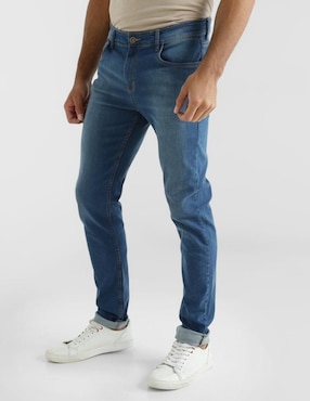 Jeans Contempo De Caballero Corte Slim Cintura Media