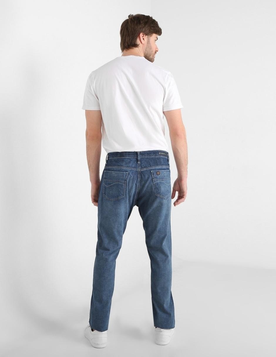 Jeans Lee de caballlero corte slim cintura media lavado stone wash