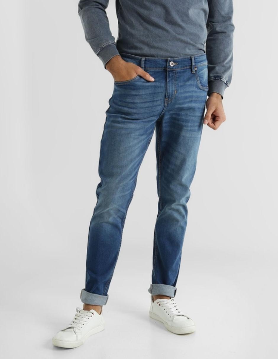 Jeans Contempo de caballero tela premium corte slim cintura media en SB
